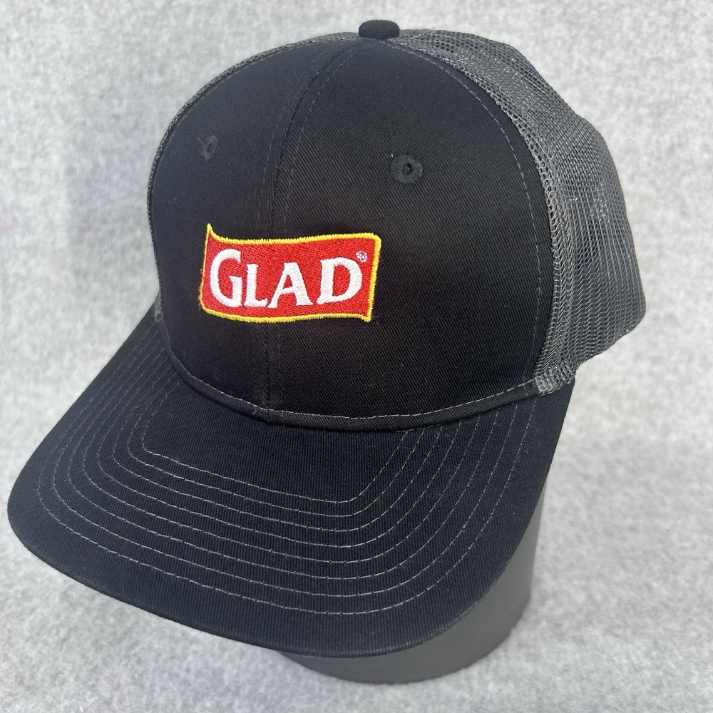GLAD Trucker Hat Snapback Cap Black Gray Mesh Port Authority Embroidered Logo
